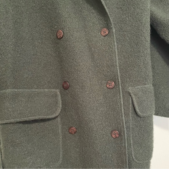 J.Jill Women's 100% Wool Army Green Tie Button Front Coat Size Medium - Picture 3 of 9